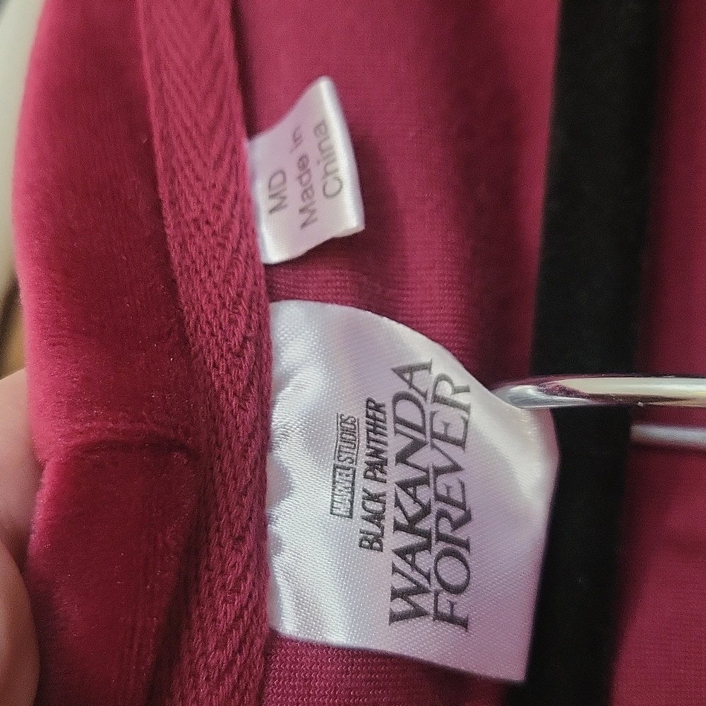 Marvel Wakanda, maroon velvet plush crop sweatshirt and flared bottoms. NWOT MED - Picture 14 of 15